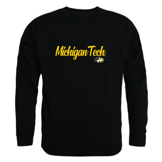 Michigan Technological University Huskies Script Crewneck Pullover Sweatshirt Sweater Black-Campus-Wardrobe