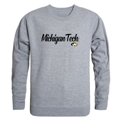 Michigan Technological University Huskies Script Crewneck Pullover Sweatshirt Sweater Black-Campus-Wardrobe