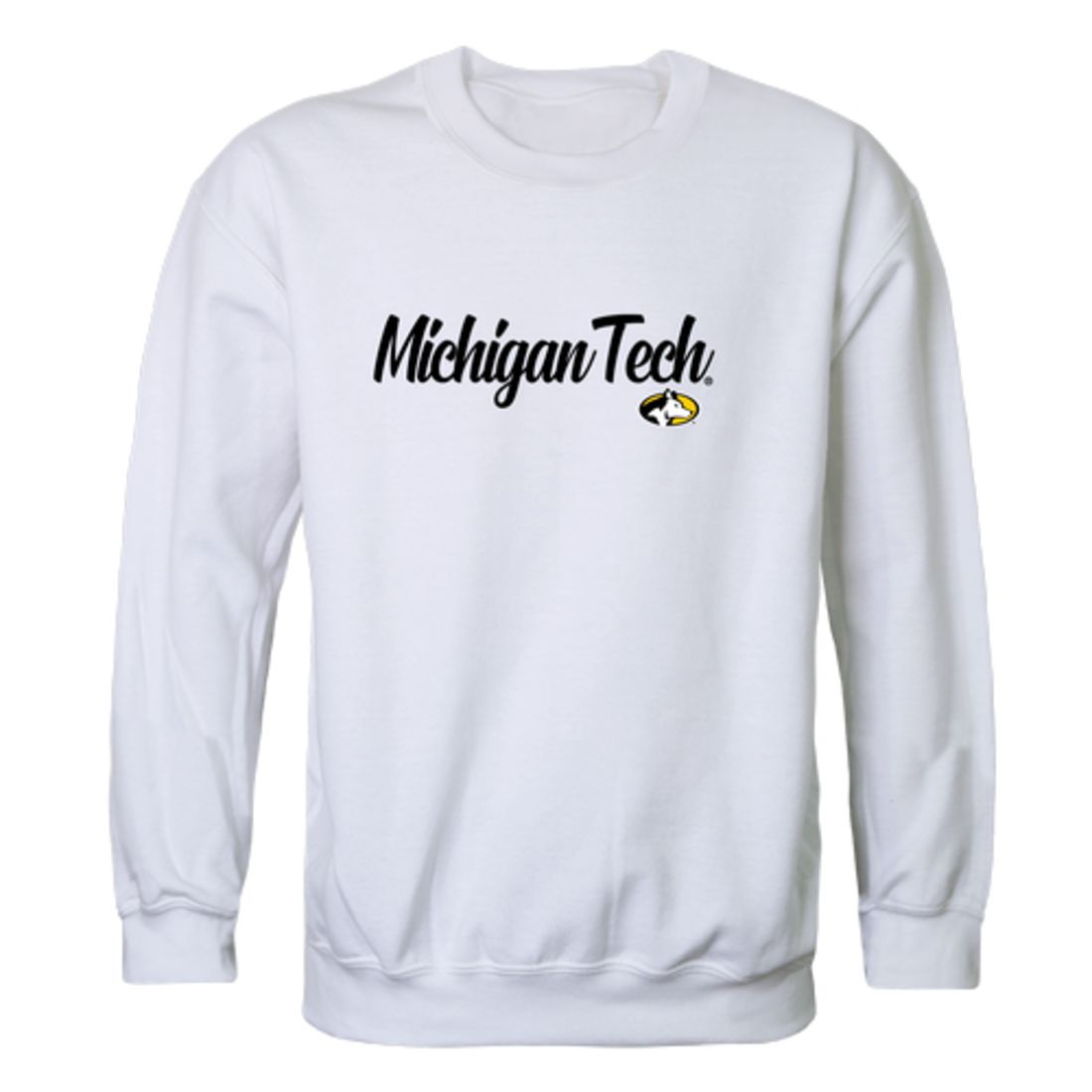 Michigan Technological University Huskies Script Crewneck Pullover Sweatshirt Sweater Black-Campus-Wardrobe