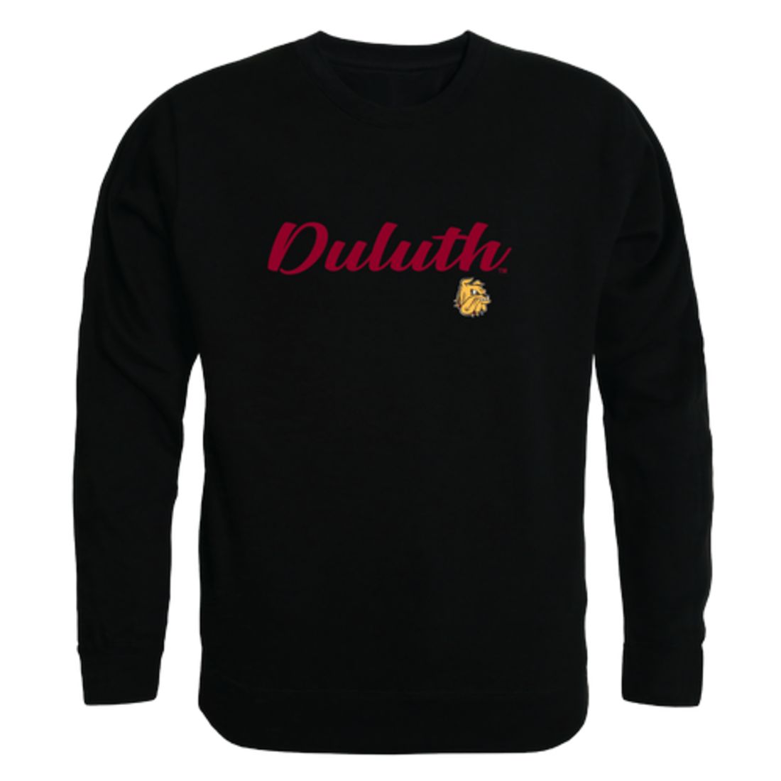 UMD University of Minnesota Duluth Bulldogs Script Crewneck Pullover Sweatshirt Sweater Black-Campus-Wardrobe