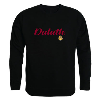 UMD University of Minnesota Duluth Bulldogs Script Crewneck Pullover Sweatshirt Sweater Black-Campus-Wardrobe