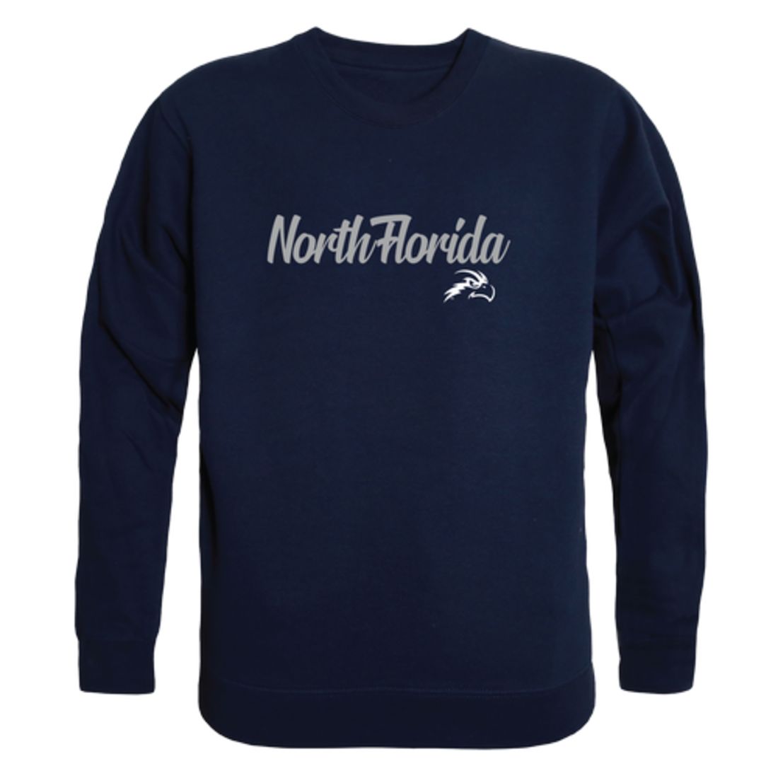 UNF University of North Florida Osprey Script Crewneck Pullover Sweatshirt Sweater Black-Campus-Wardrobe