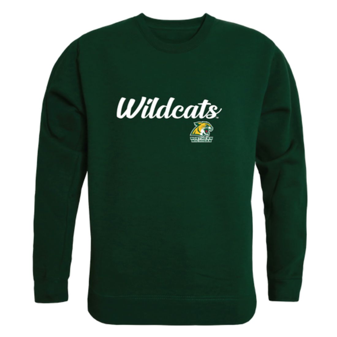 NMU Northern Michigan University Wildcats Script Crewneck Pullover Sweatshirt Sweater Black-Campus-Wardrobe