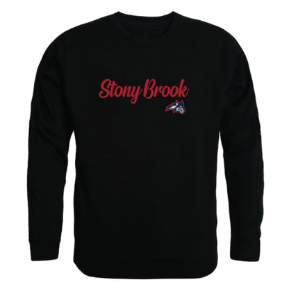 Stony Brook University Seawolves Script Crewneck Pullover Sweatshirt Sweater Black-Campus-Wardrobe