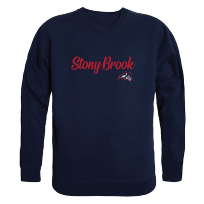 Stony Brook University Seawolves Script Crewneck Pullover Sweatshirt Sweater Black-Campus-Wardrobe