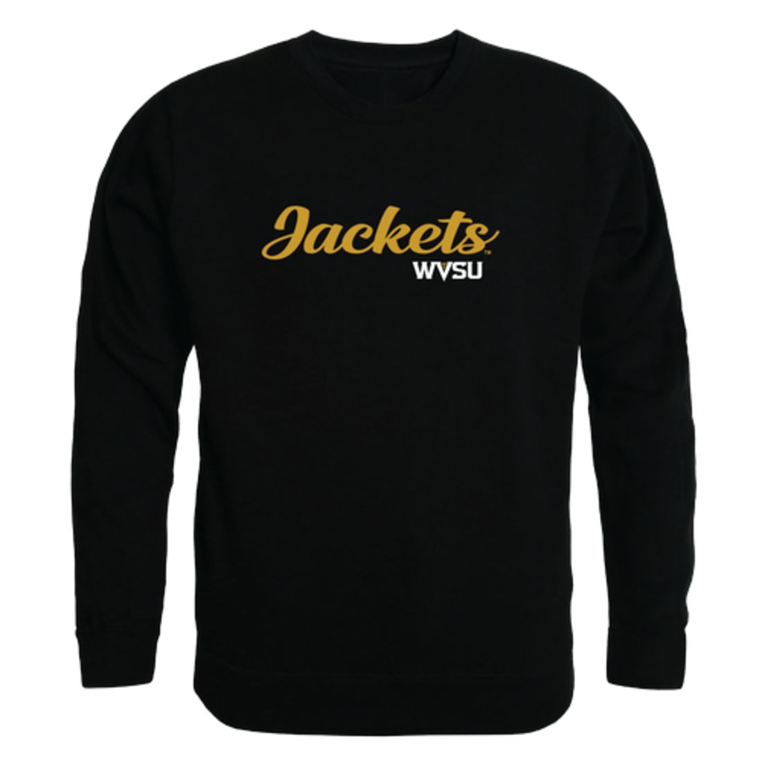 WVSU West Virginia State University Yellow Jackets Script Crewneck Pullover Sweatshirt Sweater Black-Campus-Wardrobe