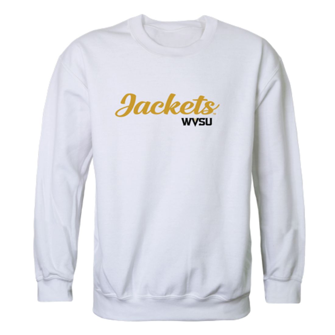 WVSU West Virginia State University Yellow Jackets Script Crewneck Pullover Sweatshirt Sweater Black-Campus-Wardrobe