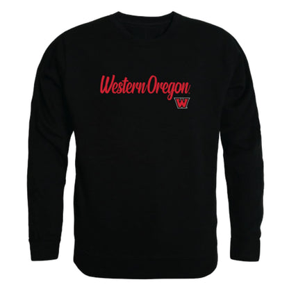 WOU Western Oregon University Wolves Script Crewneck Pullover Sweatshirt Sweater Black-Campus-Wardrobe