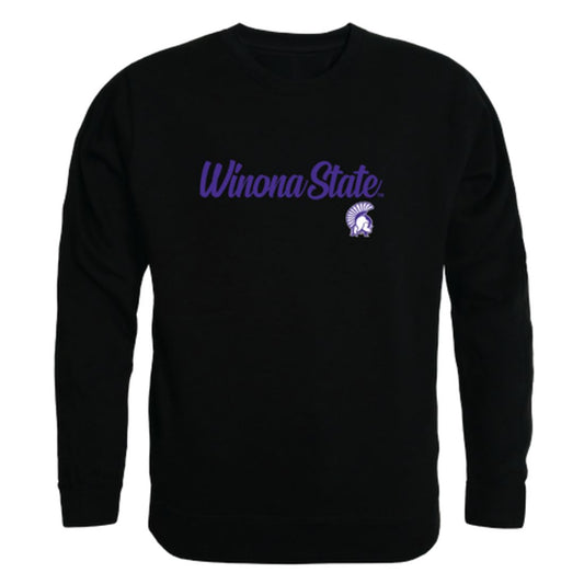 Winona State University Warriors Script Crewneck Pullover Sweatshirt Sweater Black-Campus-Wardrobe