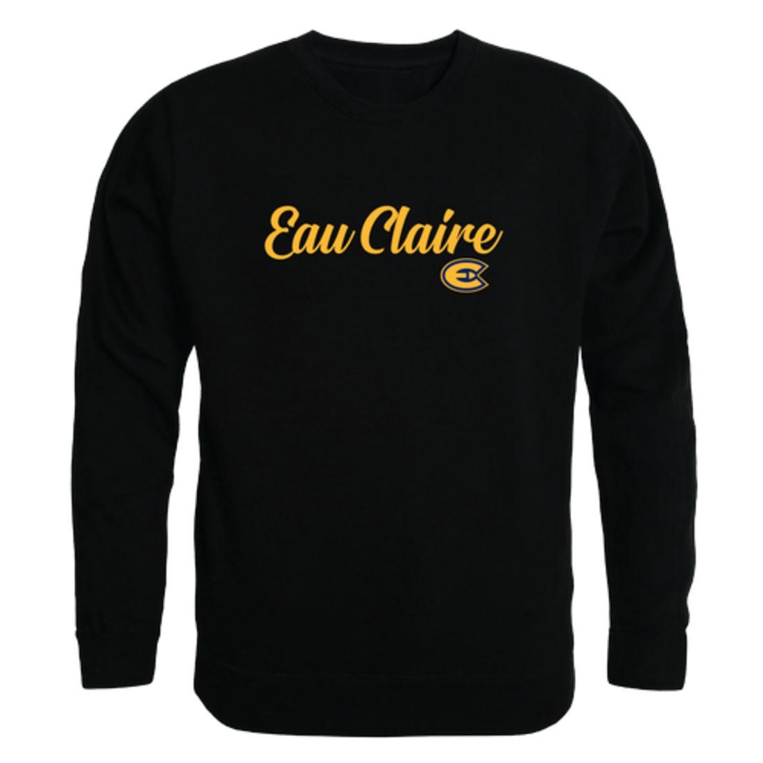 UWEC University of Wisconsin-Eau Claire Blugolds Script Crewneck Pullover Sweatshirt Sweater Black-Campus-Wardrobe