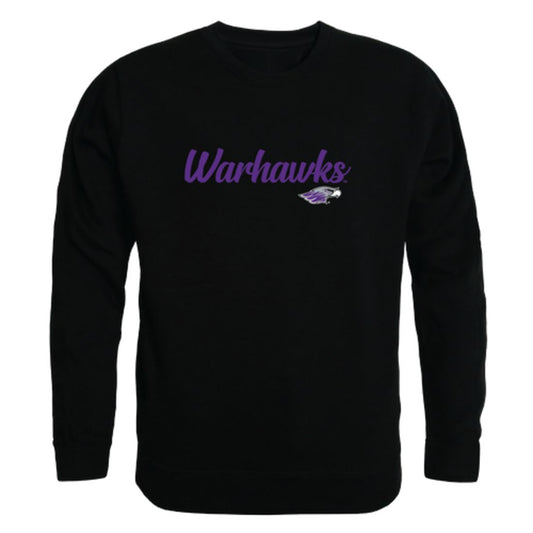 UWW University of Wisconsin Whitewater Warhawks Script Crewneck Pullover Sweatshirt Sweater Black-Campus-Wardrobe