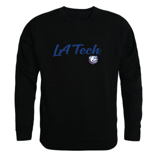 Louisiana Tech University Bulldogs Script Crewneck Pullover Sweatshirt Sweater Black-Campus-Wardrobe