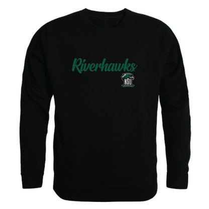 NSU Northeastern State University RiverHawks Script Crewneck Pullover Sweatshirt Sweater Black-Campus-Wardrobe