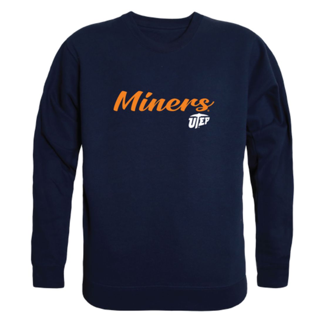 UTEP University of Texas at El Paso Miners Script Crewneck Pullover Sweatshirt Sweater Heather Charcoal-Campus-Wardrobe