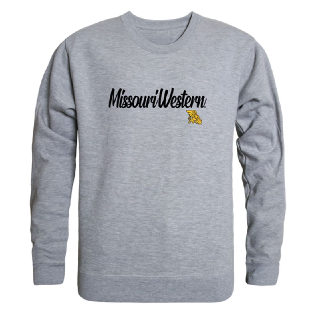 MWSU Missouri Western State University Griffons Script Crewneck Pullover Sweatshirt Sweater Black-Campus-Wardrobe