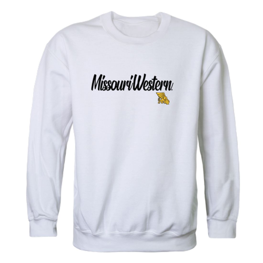 MWSU Missouri Western State University Griffons Script Crewneck Pullover Sweatshirt Sweater Black-Campus-Wardrobe