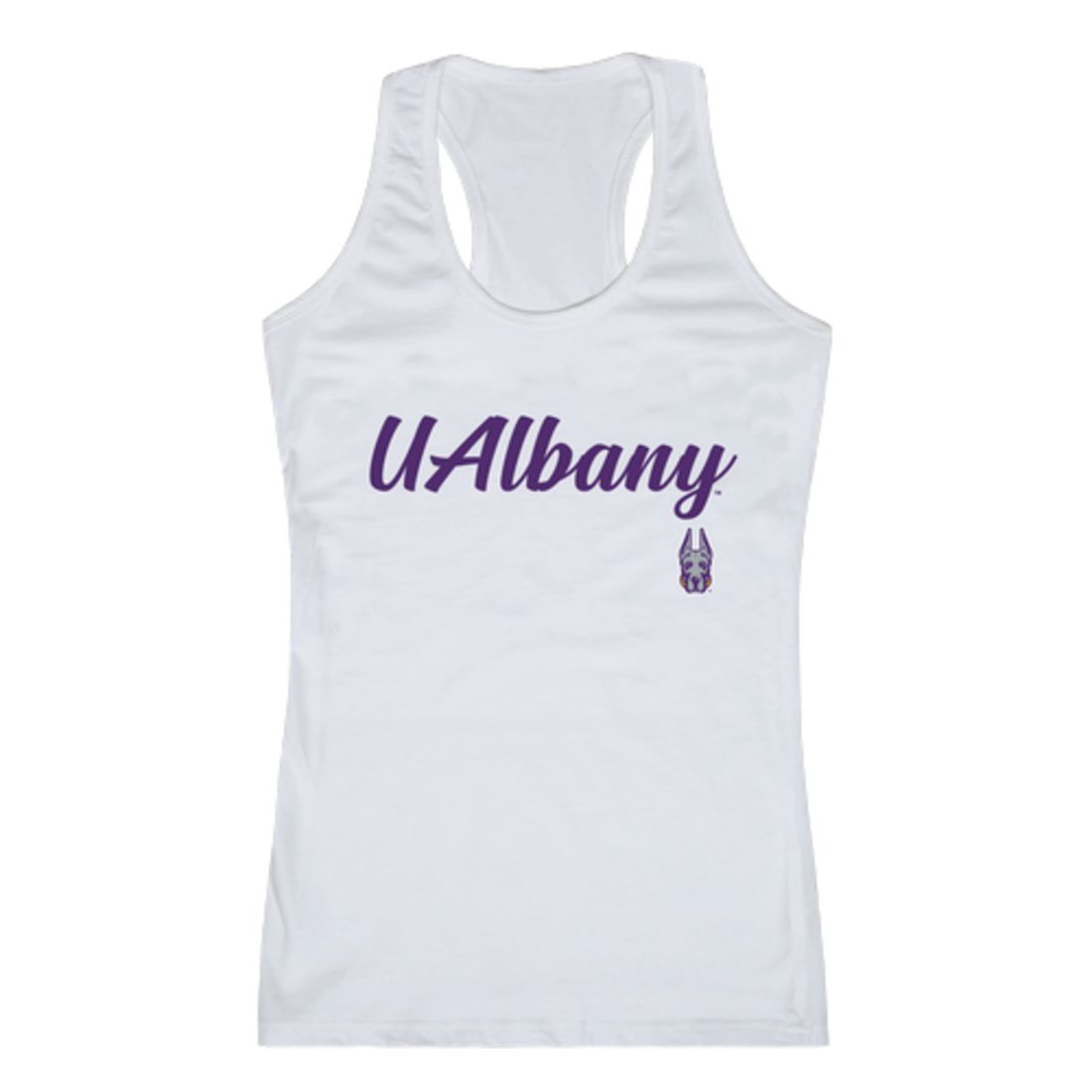 UAlbany University of Albany The Great Danes Womens Script Tank Top T-Shirt-Campus-Wardrobe