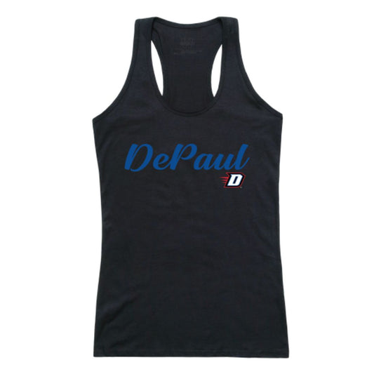 DePaul University Demons Womens Script Tank Top T-Shirt-Campus-Wardrobe