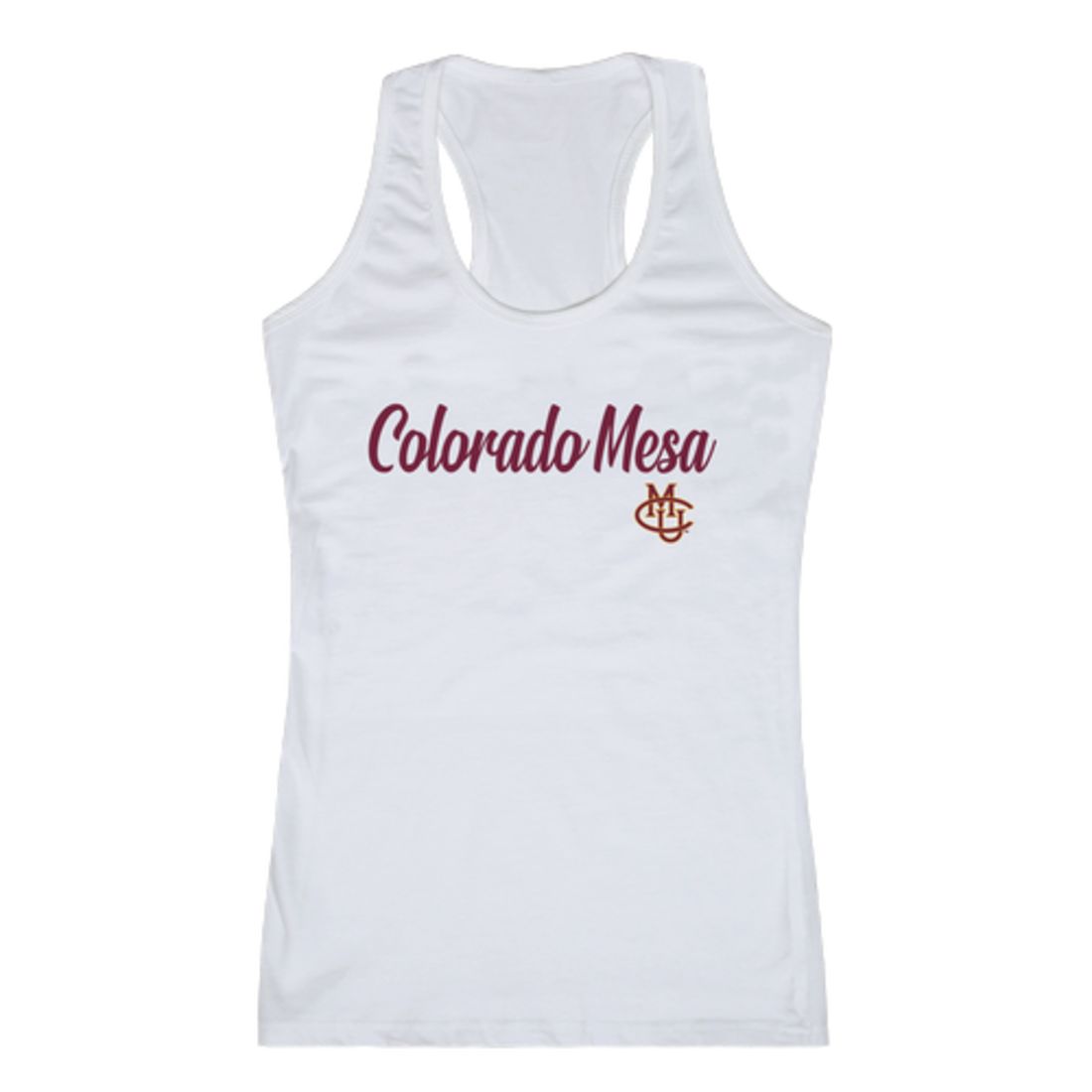 CMU Colorado Mesa University Maverick Womens Script Tank Top T-Shirt-Campus-Wardrobe