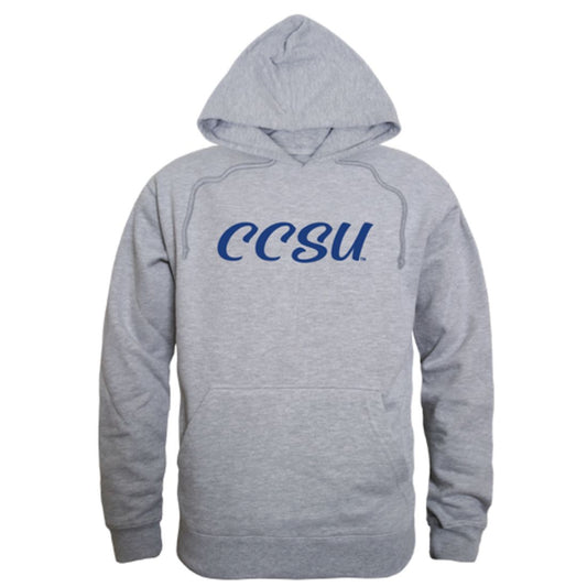 CCSU Central Connecticut State University Blue Devils Mens Script Hoodie Sweatshirt Heather Grey-Campus-Wardrobe