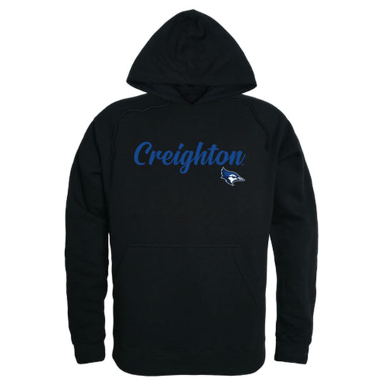 Creighton University Bluejays Mens Script Hoodie Sweatshirt Black-Campus-Wardrobe