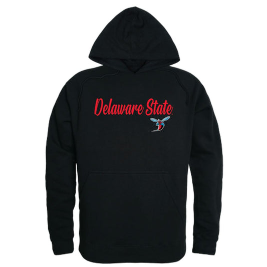 DSU Delaware State University Hornet Mens Script Hoodie Sweatshirt Black-Campus-Wardrobe