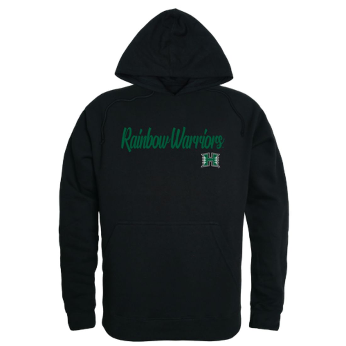 University of Hawaii Rainbow Warriors Mens Script Hoodie Sweatshirt Black-Campus-Wardrobe