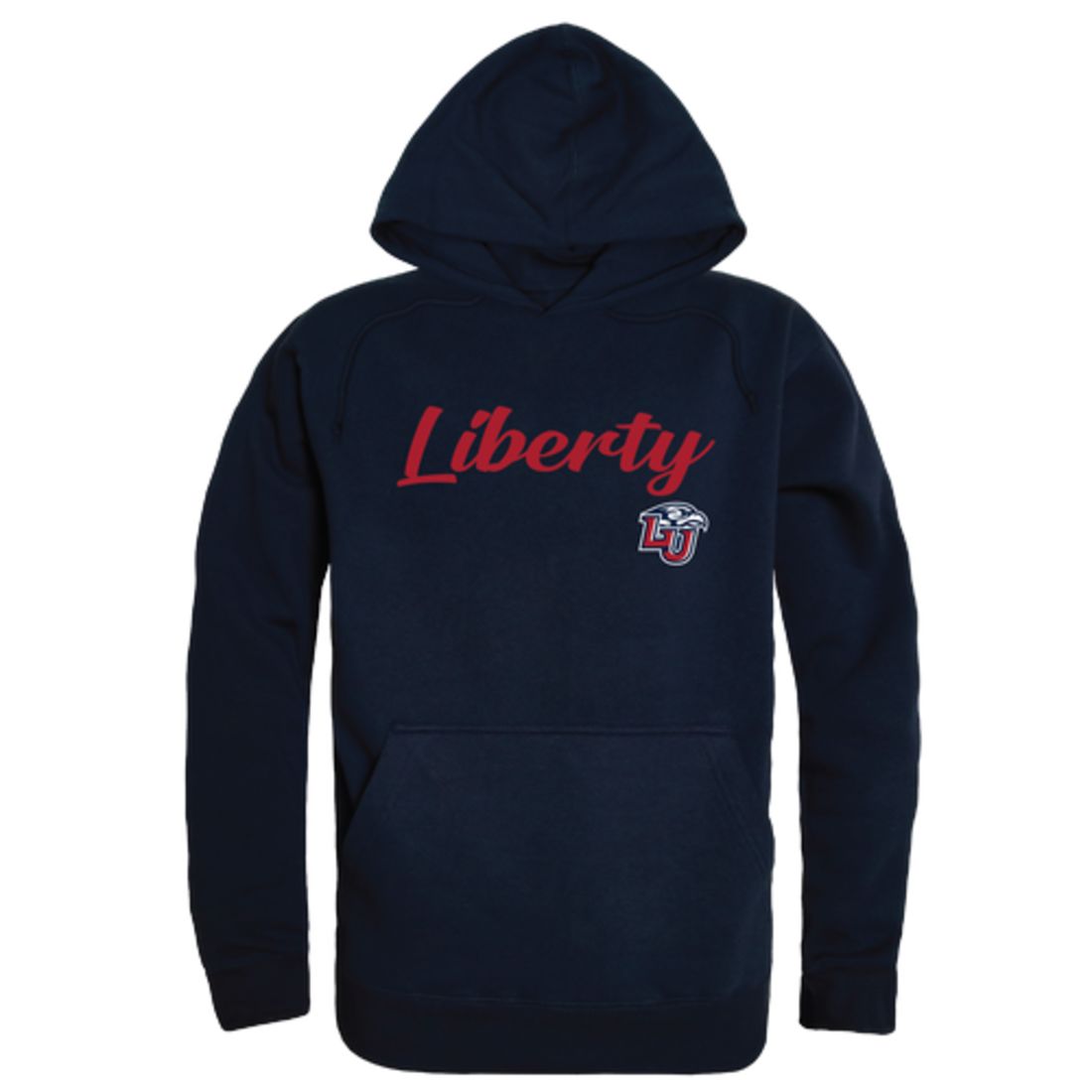Liberty University Flames Mens Script Hoodie Sweatshirt Heather Grey-Campus-Wardrobe