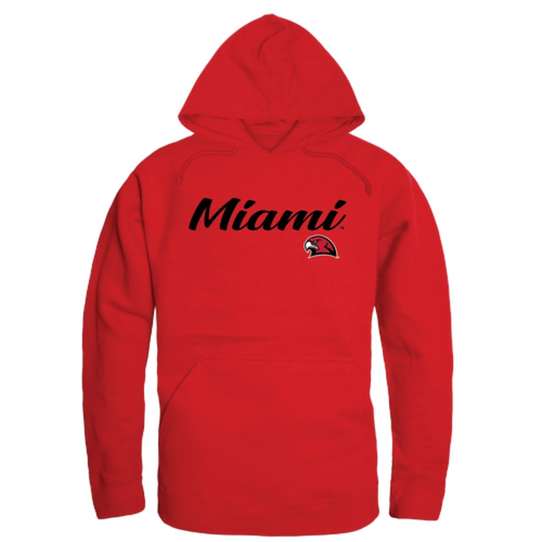 Miami University RedHawks Mens Script Hoodie Sweatshirt Black-Campus-Wardrobe