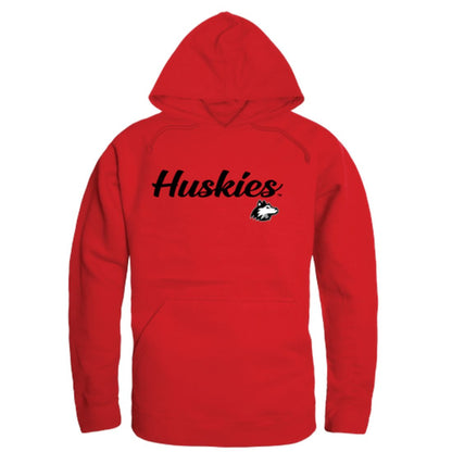 NIU Northern Illinois University Huskies Mens Script Hoodie Sweatshirt Black-Campus-Wardrobe