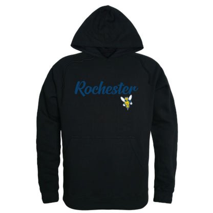 University of Rochester Yellowjackets Mens Script Hoodie Sweatshirt Black-Campus-Wardrobe