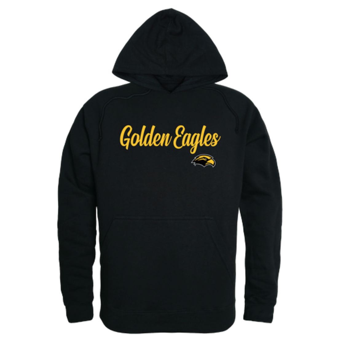 USM University of Southern Mississippi Golden Eagles Mens Script Hoodie Sweatshirt Black-Campus-Wardrobe