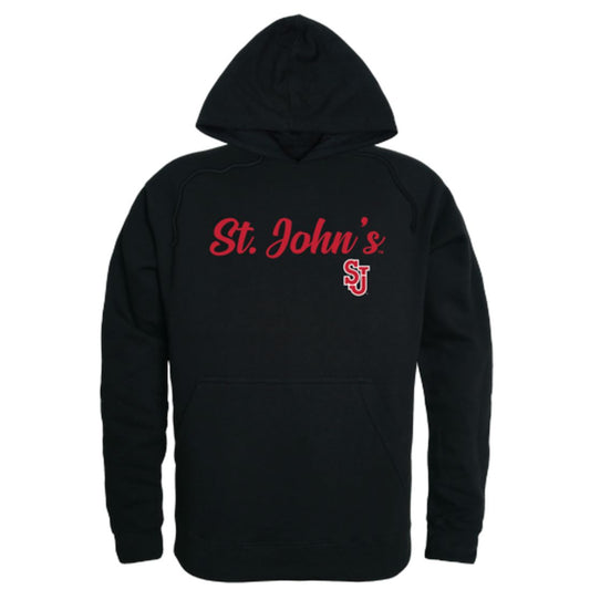 St. John's University Red Storm Mens Script Hoodie Sweatshirt Black-Campus-Wardrobe