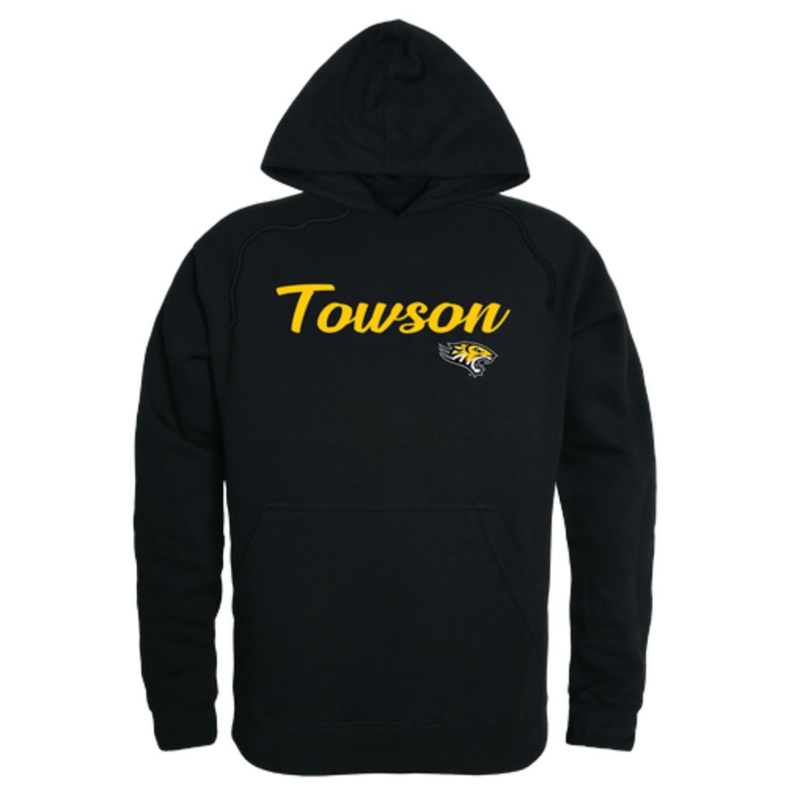 TU Towson University Tigers Mens Script Hoodie Sweatshirt Black-Campus-Wardrobe