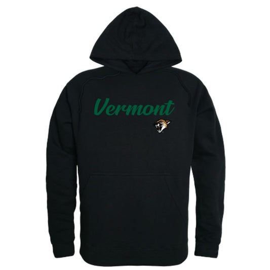 UVM University of Vermont Catamounts Mens Script Hoodie Sweatshirt Black-Campus-Wardrobe