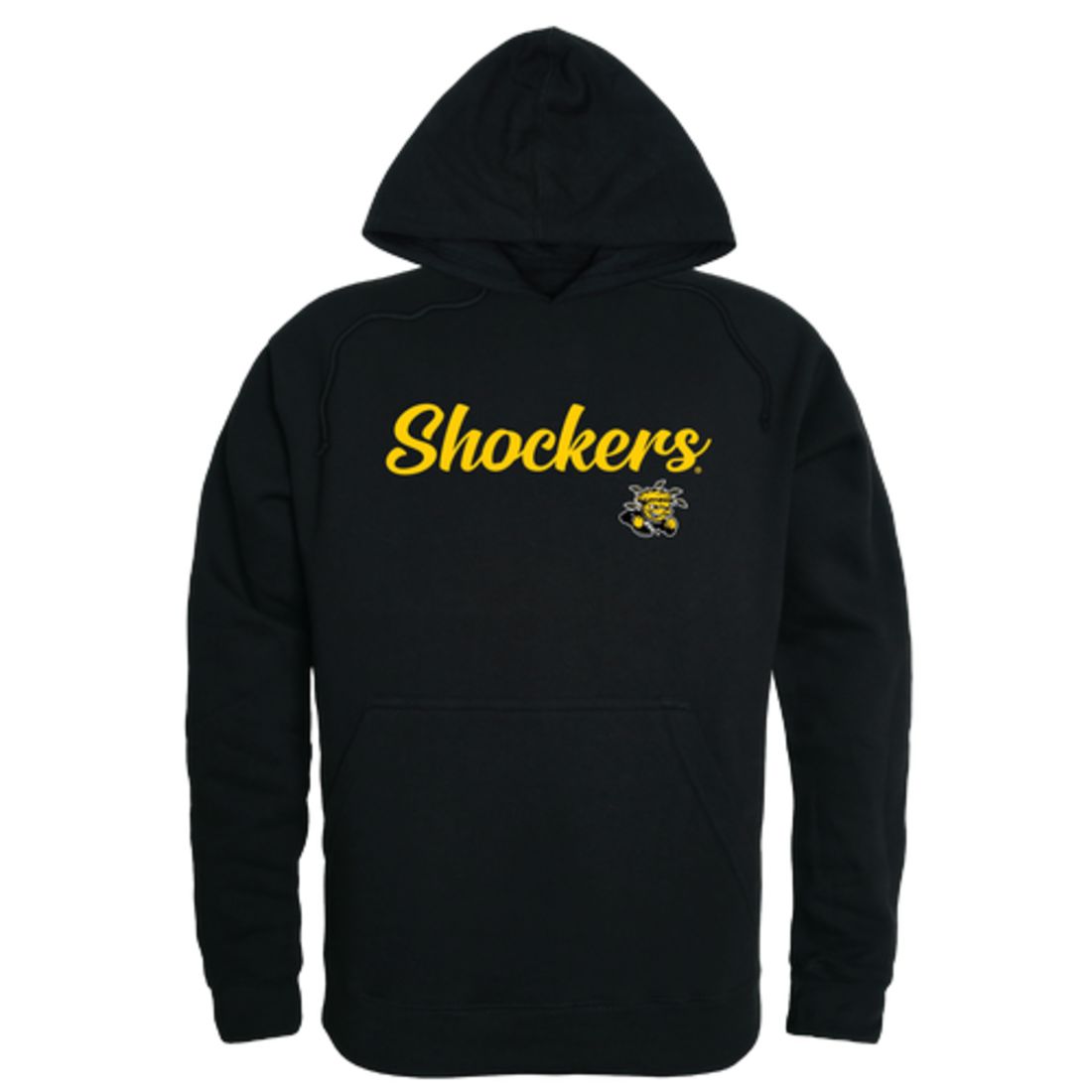 WSU Wichita State University Shockers Mens Script Hoodie Sweatshirt Black-Campus-Wardrobe