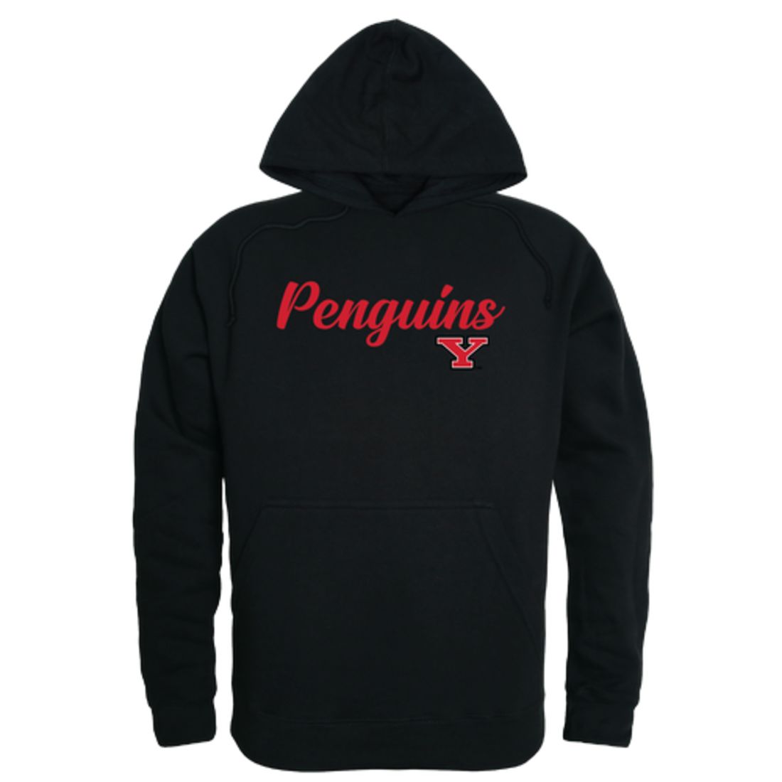 YSU Youngstown State University Penguins Mens Script Hoodie Sweatshirt Black-Campus-Wardrobe