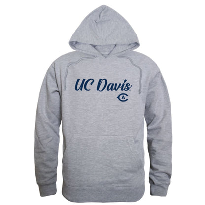 UC Davis University of California Aggies Mens Script Hoodie Sweatshirt Heather Charcoal-Campus-Wardrobe