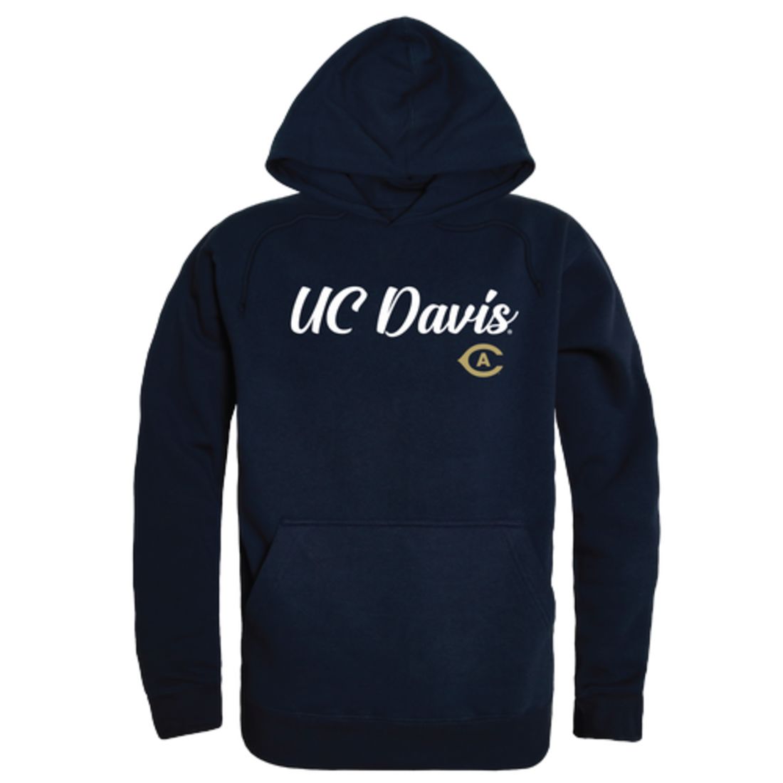 UC Davis University of California Aggies Mens Script Hoodie Sweatshirt Heather Charcoal-Campus-Wardrobe