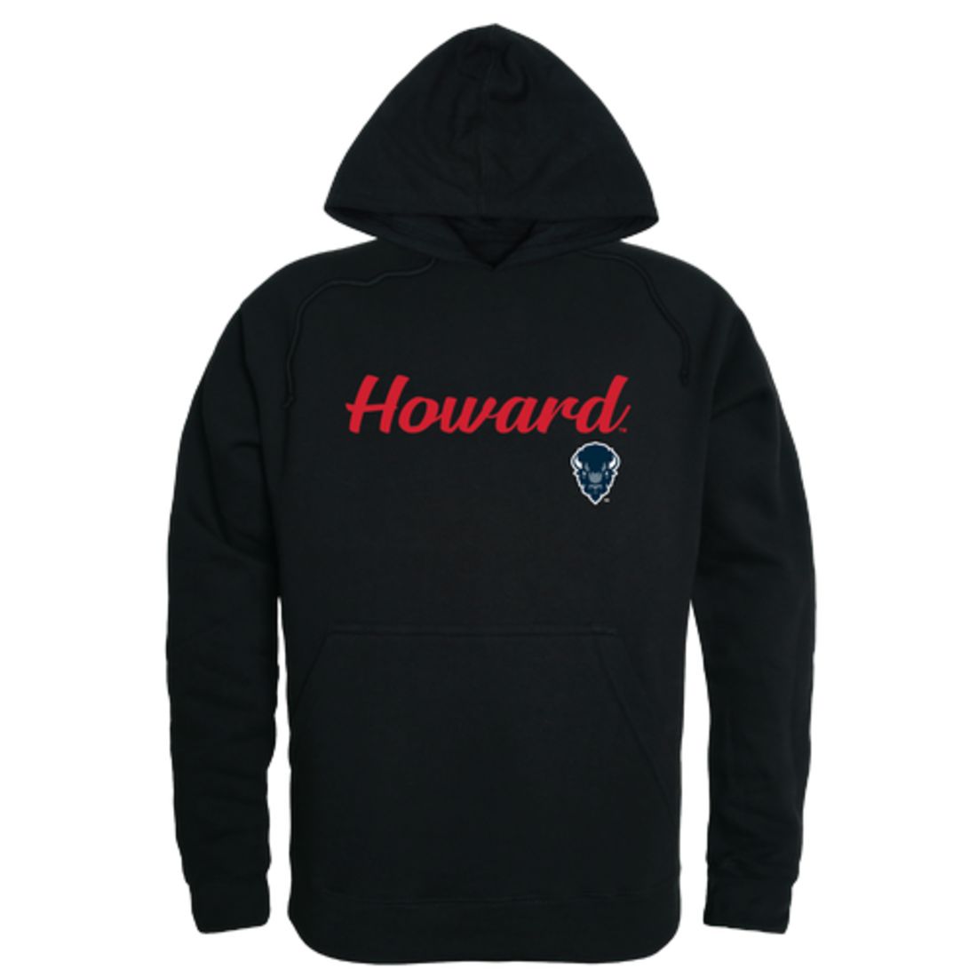 Howard University Bison Mens Script Hoodie Sweatshirt Black-Campus-Wardrobe