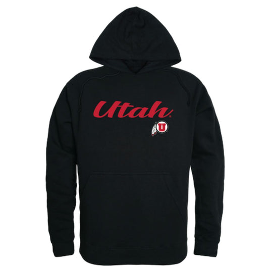 University of Utah Utes Mens Script Hoodie Sweatshirt Black-Campus-Wardrobe