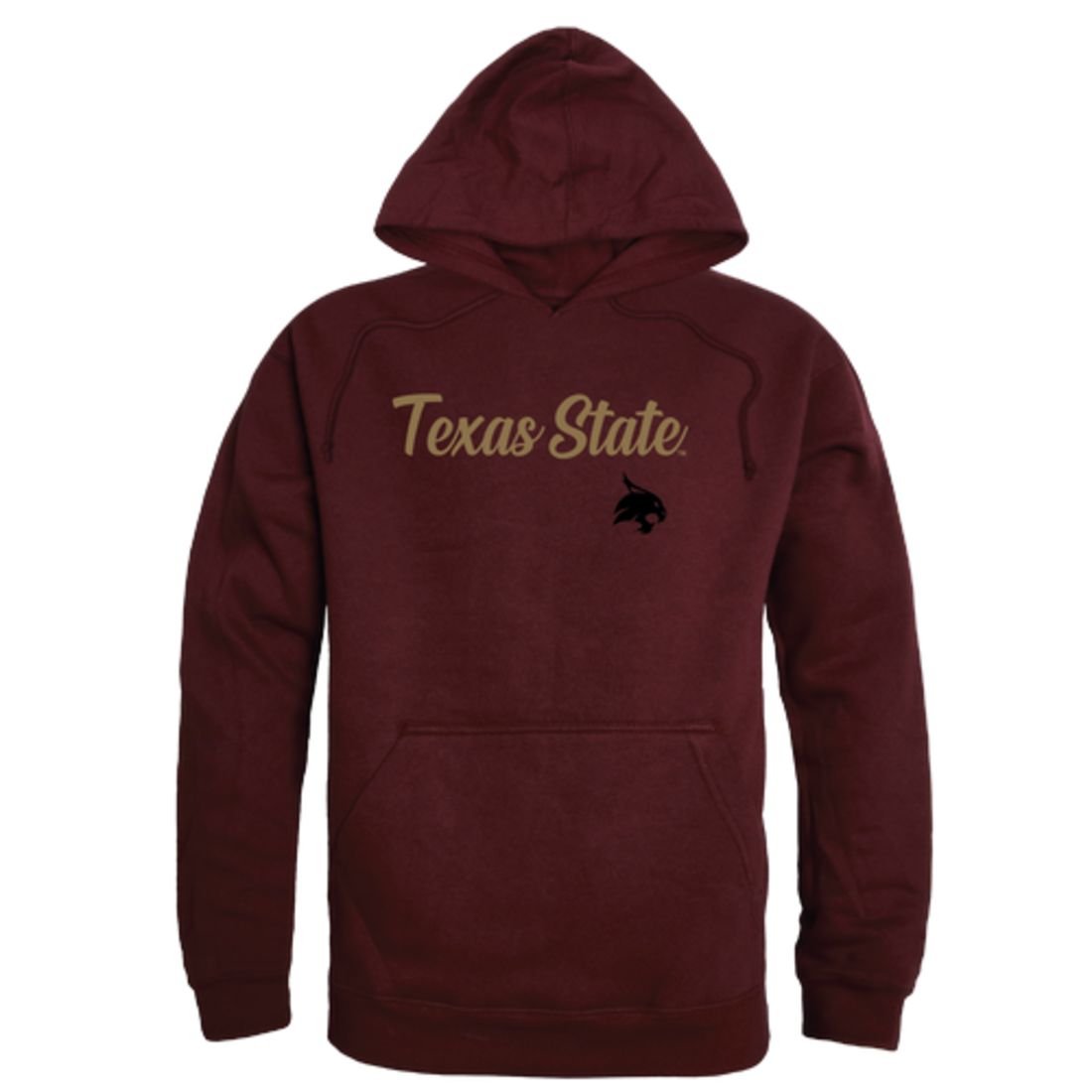 Texas State University Bobcats Mens Script Hoodie Sweatshirt Black-Campus-Wardrobe