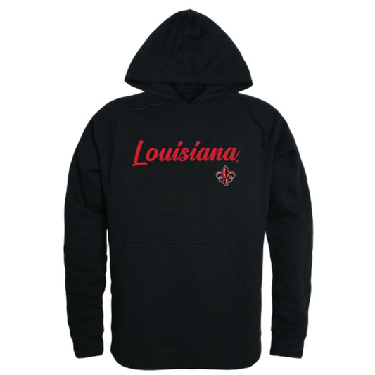 UL University of Louisiana at Lafayette Ragin' Cajuns Mens Script Hoodie Sweatshirt Black-Campus-Wardrobe
