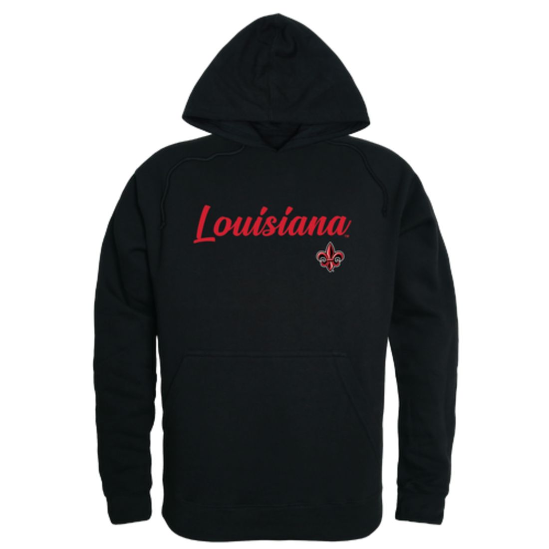 UL University of Louisiana at Lafayette Ragin' Cajuns Mens Script Hoodie Sweatshirt Black-Campus-Wardrobe