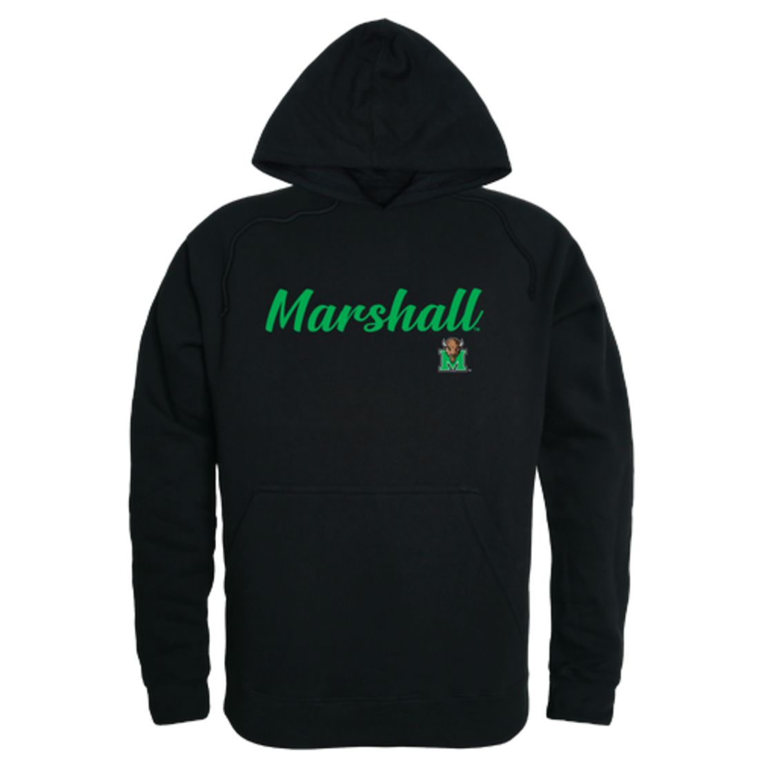 Marshall University Thundering Herd Mens Script Hoodie Sweatshirt Black-Campus-Wardrobe