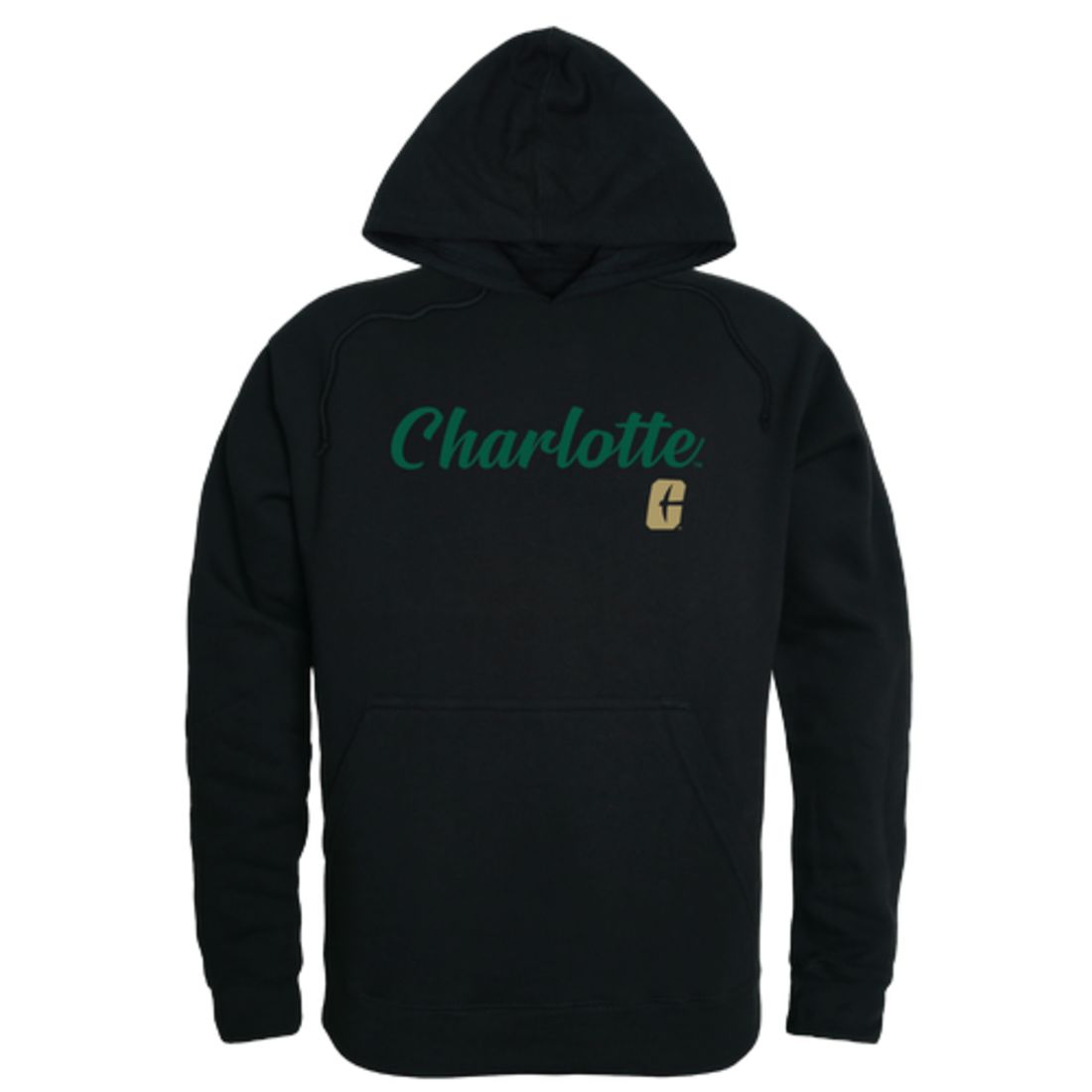 UNC University of North Carolina at Charlotte 49ers Mens Script Hoodie Sweatshirt Black-Campus-Wardrobe