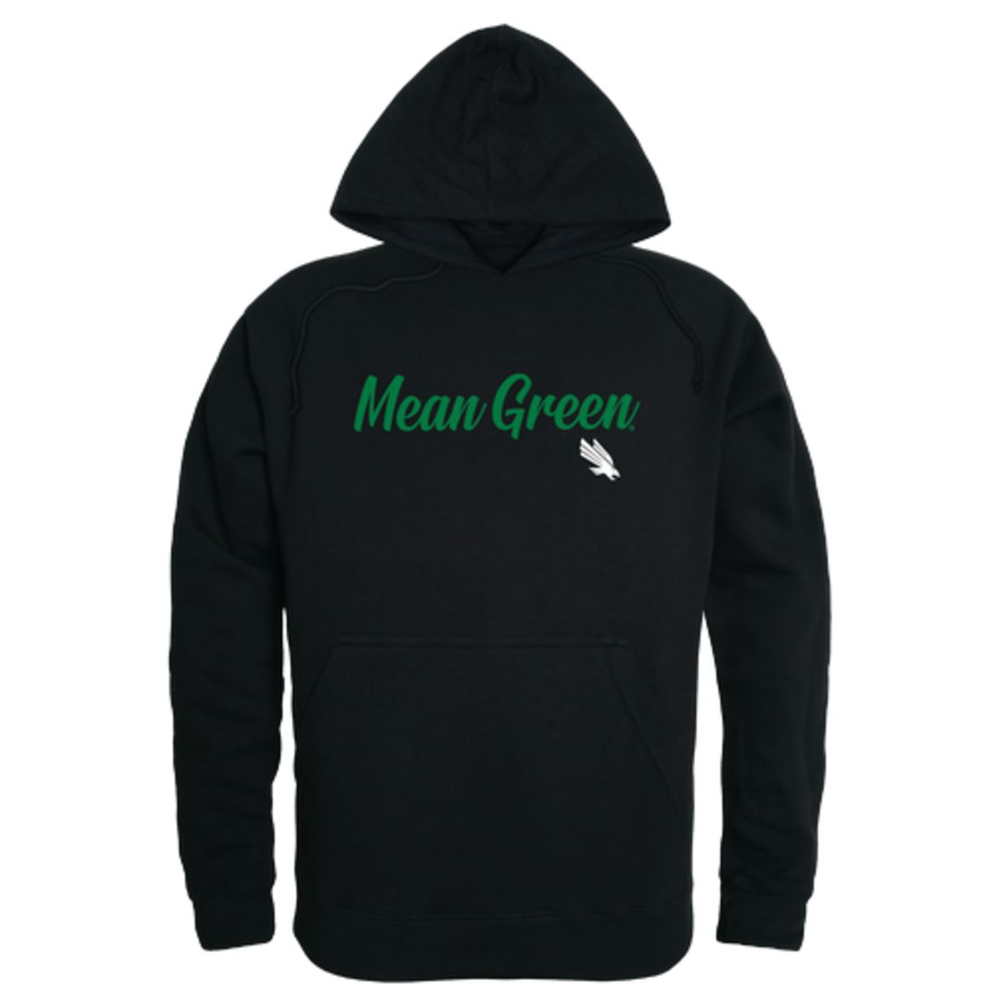 UNT University of North Texas Mean Green Mens Script Hoodie Sweatshirt Black-Campus-Wardrobe