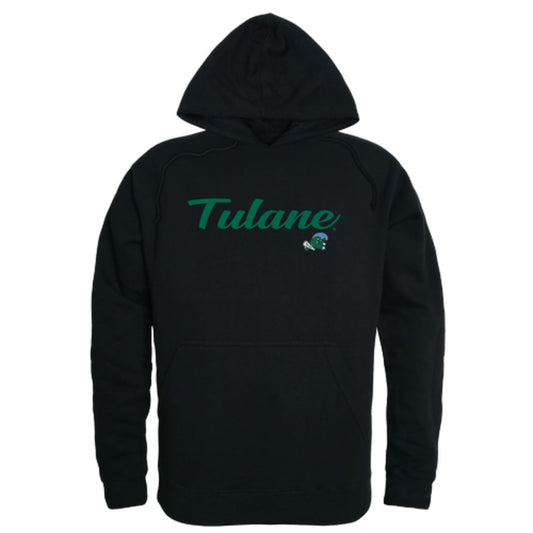 Tulane University Green Waves Mens Script Hoodie Sweatshirt Black-Campus-Wardrobe