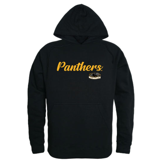 UW University of Wisconsin Milwaukee Panthers Mens Script Hoodie Sweatshirt Black-Campus-Wardrobe