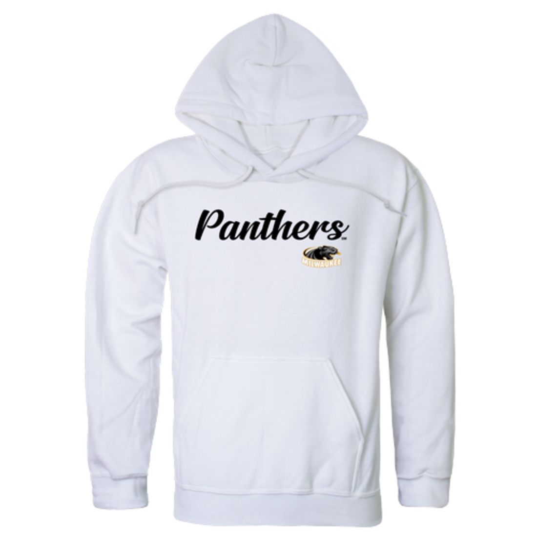 UW University of Wisconsin Milwaukee Panthers Mens Script Hoodie Sweatshirt Black-Campus-Wardrobe